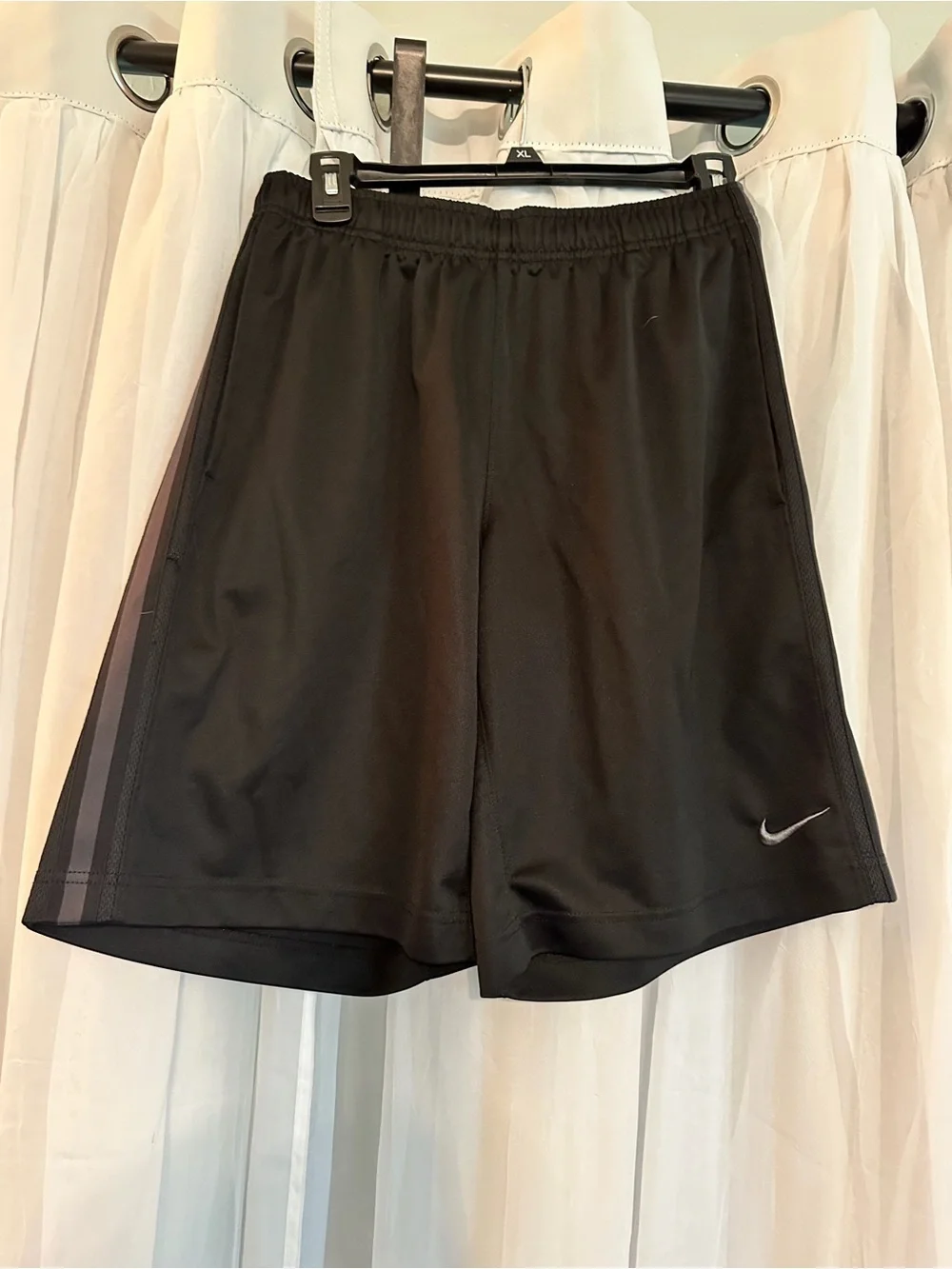 Nike Men’s Black Athletic Shorts with Gray Side Stripes